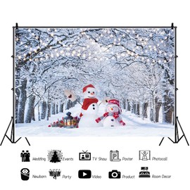 Christmas Snowman Backdrop 7x5ft Outdoor Winter Forests Snowman Photography Background New Year Theme Newborn Adult Portrait Studio Photography Prop