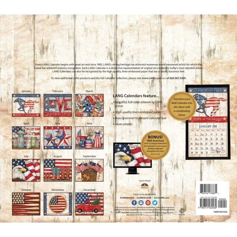The LANG Companies Old Glory 2019 - Calendario de pared
