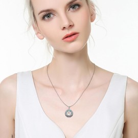 TOUPOP Egyptian Eye of Horus Necklace Jewelry Sterling Silver Egypt God Pendant with Blue Circle Crystal Gifts for Women