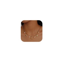 Evabelle Starfish Necklaces for Women Dainty 14K Gold Plated Ocean Seashell Necklace Gold Beach Necklaces Trendy Beach Jewelry