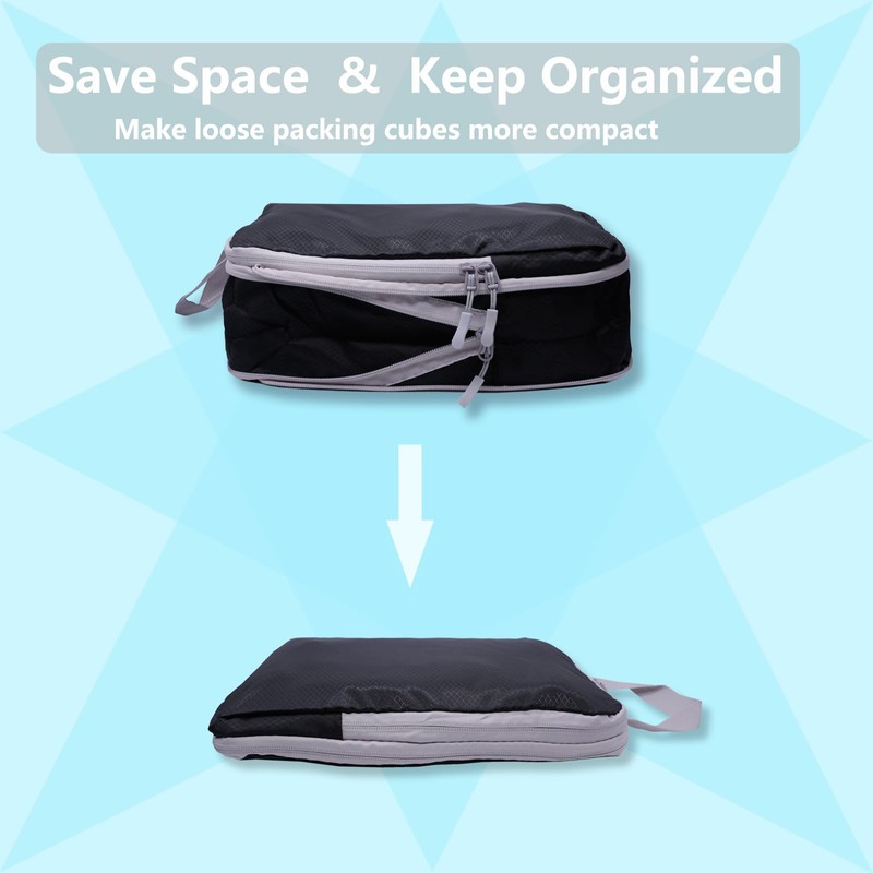 Compression Packing Cubes Set Extensible Travel Luggage Organiser Bags for