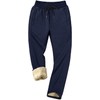 KEFITEVD Men's Winter Warm Fleece Joggers Pants Thermal Sherpa Lined Sweatpants Open Bottom Workout Jogger Pants Navy
