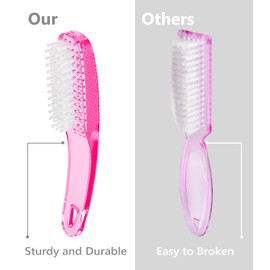 Larbois Nail Brush for Cleaning Fingernails, 4 Pieces Handle Nail Brushes, Fingernail Brush for Cleaning Nail Exfoliating Brush for Toes and Nails, Women and Men