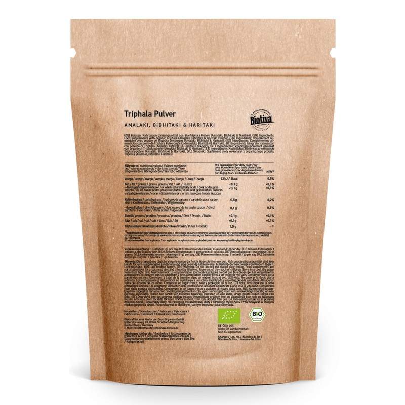Triphala Powder Organic 200 g - from Amalaki Haritaki Bibhitaki