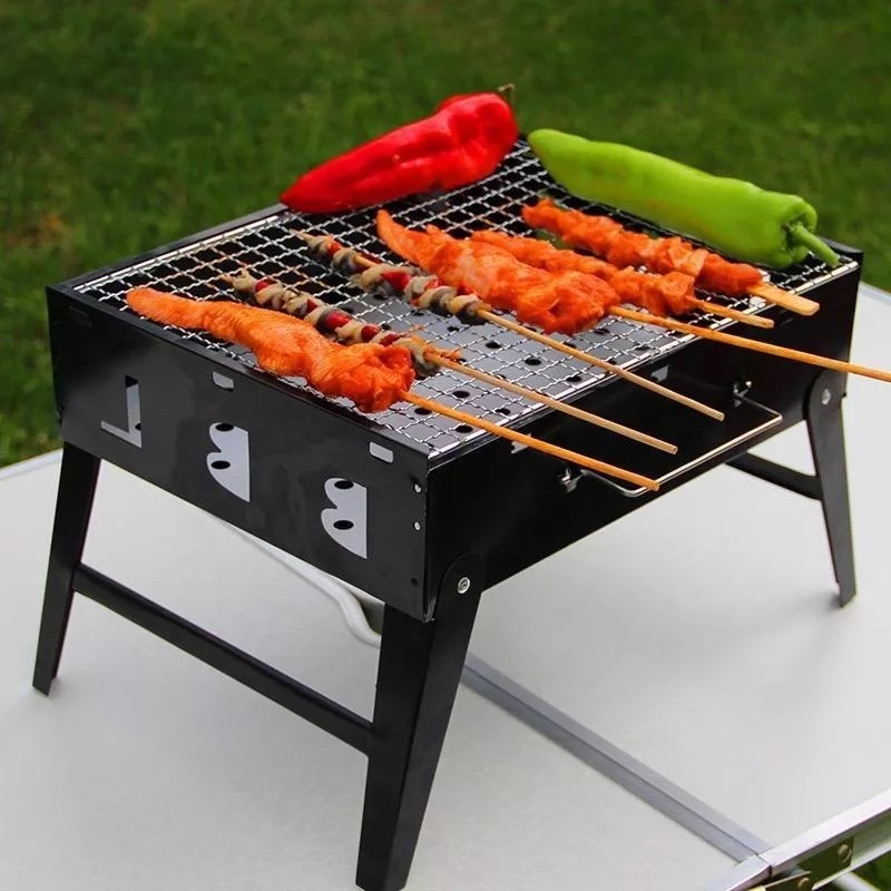 BOSSCO Mini Parrilla De Carbón Portátil Plegable Acero Inoxidable
