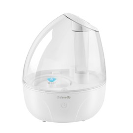 Poksolfy Cool Mist Humidifier for Bedroom,2L Small Air Humidifiers for Bedroom and Office,25dB Air Humidifier for Toy room and Plant,Last Up to 13H on Max Mist Setting (White Transparent)