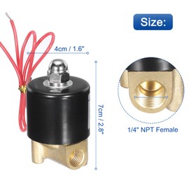 sourcing map Brass Electric Solenoid Valve, 1/4" NPT 220V AC Air Valve Normally Closed for Water Gas Fuel Diesel Oil
