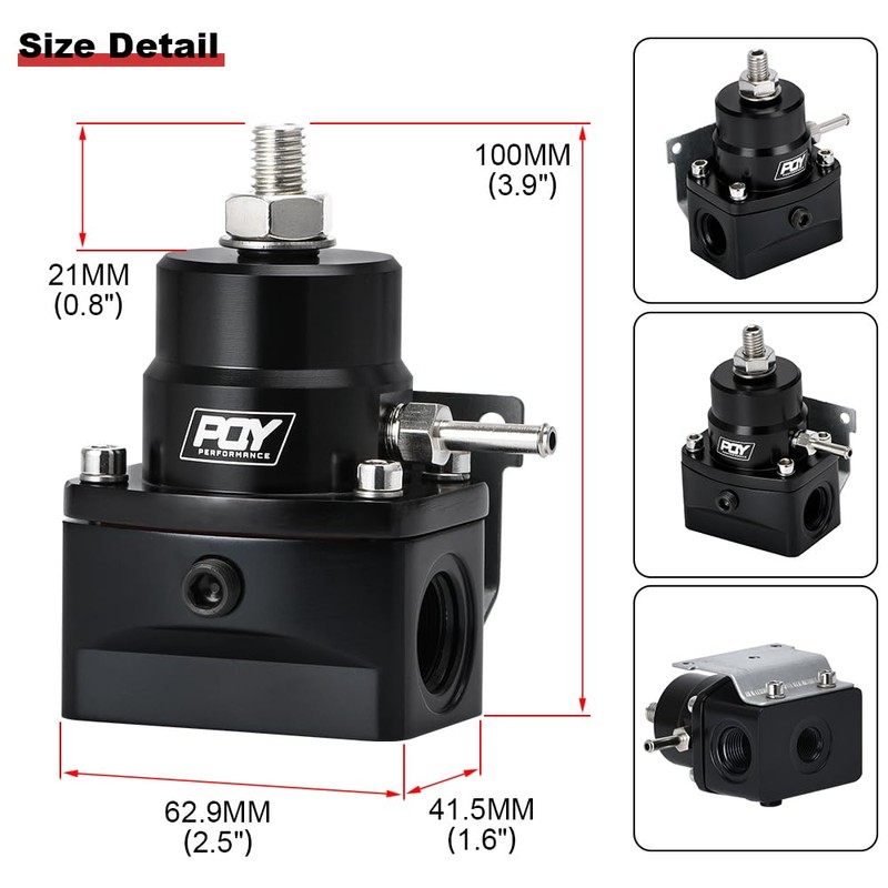 PQY Adjustable EFI Fuel Pressure Regulator Kit 3-70PSI with AN8