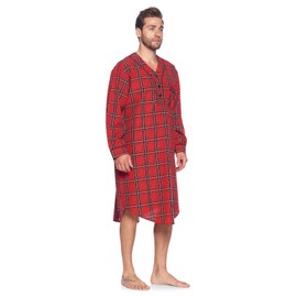 Ashford & Brooks Mens Woven Long Sleep Shirt Nightshirt - Red/Black Stewart - Medium