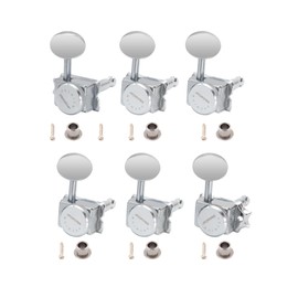 Metallor Vintage Locking Guitar Machine Heads Sealed String Tuning Pegs Tuners Tuning Keys 1:18 Gear Ratio 6 In Line for ST TL Style Electric Guitar or Acoustic Guitar Oval Nickle Buttons Chrome.