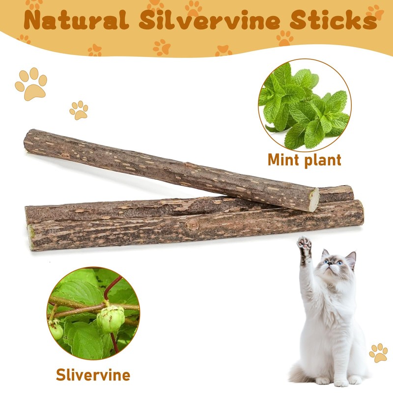 WoLover Silvervine Sticks for Cats, Natural Catnip Matatabi Chew Sticks