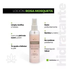 Beohemp Loción Facial Hidratante De Rosas, Ácido Hialurónico 125 Ml