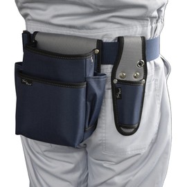 Takagi Electrician's Waist Bag, 2 Tiers, Tool Case, One Touch Belt, Set of 3, Navy