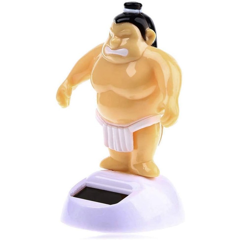 Yellow Sumo Wrestler Solar Power Swinging Car Interior Dashboard Ornament