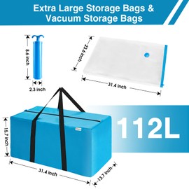 Extra Large Moving Bags Heavy Duty Space Saver Vacuum Storage Bags Vacuum Seal Bags for Clothing Travel Packing Bags Blue Bags for Moving Vaccine Sealed Blue Storage Bags (8 Pack)