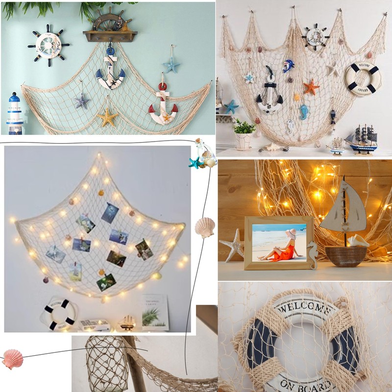 Fishing Net with Shells 200 cm x 150 cm Fishing