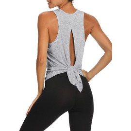 Bestisun Workout Tops Athletic Wear Yoga Shirts Sleeveless Gym Yoga Dance Clothes Tennis Running Clothing Heather Gray M