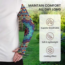YPHCDO Gardening Sleeves for Women Men Farm Sun Protection Arm Cooling Garden Sleeves with Thumb Hole for Garden Sports (Mandala)