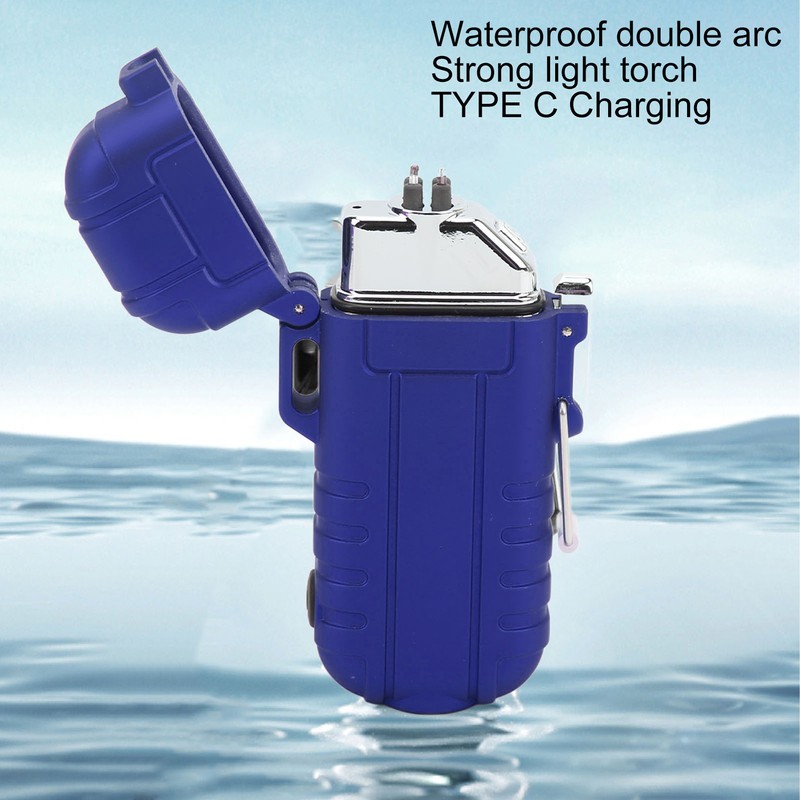 Outdoor Double Arc Electric Lighter Portable Waterproof Flashlight Lighter Charging