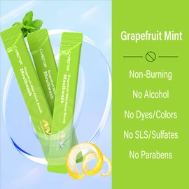 Travel Size Mouthwash Packets – Individual Mini, Alcohol & Fluoride Free, Grapefruit Mint Flavor, Mouthwash to Go for On-The-Go Freshness, Bulk Packets 0.41 Fl Oz (Pack of 30)