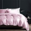 Satin Bed Linen Set 155 x 220 cm 3-Piece Pink