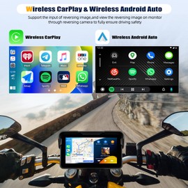 CarPlay Screen for Motorcycle,Portable Carplay/Android Auto for Motorcycle,5” IPS Waterproof Portable Radio GPS Display for Motorbike with Mirror Link,Bluetooth,Tire Pressure Monitoring,TF Port