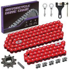 CILOYU 420 Chain 42 and 90 Links Kits Replacement for Coleman Mini Bike BT200X CT200U CT200U-EX Baja Warrior Massimo MB200 MB165 196cc Predator 212cc 200cc 6.5hp Parts Red with Mini Bike Sprocket 10T