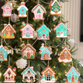 16 Pcs Christmas Gingerbread Decorations Gingerbread House Ornaments Christmas Tree Decoration Christmas Tree Hanging Ornaments Decorations Xmas Tree Home Decor for Holiday