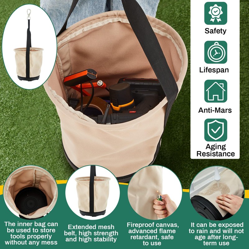 SilTriangle Heavy Duty Tool Canvas Bucket 12 x 12 x