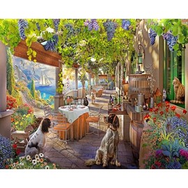 Springbok Vineyard Porch 1000 Piece Jigsaw Puzzle for Adults - Escape to a Beautiful Vineyard Retreat with This Relaxing Image by Artist Henriette Chinaglia