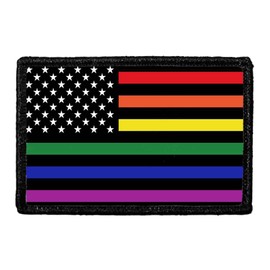 US Flag - Rainbow Stripes | Hook and Loop Attach for Hats, Jeans, Vest, Coat | 2x3 in | by Pull Patch
