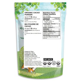 Organic Cacao Powder, 1 Pound - Certified, Non-GMO, Kosher, Raw, Unsweetened, Bulk