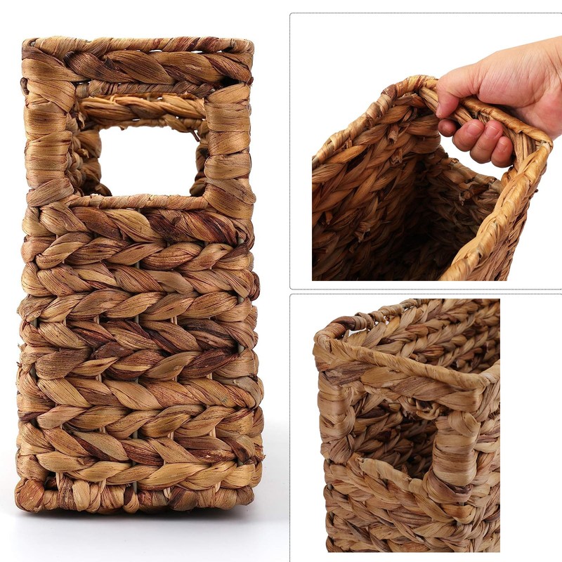 Yesland Hand-Woven Narrow Water Hyacinth Holder Wicker Basket, 15.5 x