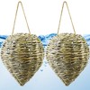 2 Pack Woven Reed Crochet Wasp Nest Decoy, Faux Hanging