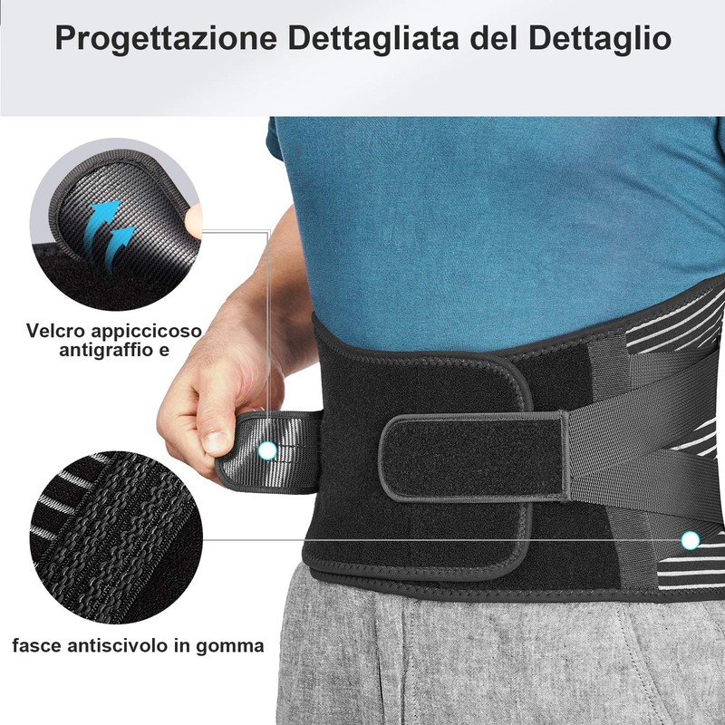 FREETOO Fascia Lombare Posturale, Regolazione della Fascia Schiena per Uomini
