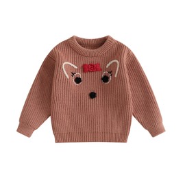 Baby Girl Knit Sweater Cute Long Sleeve Pullover Sweatshirt Tops Baby Fall Winter Festival Clothes (Khaki, 6-9 Months)