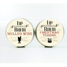 Mulled Wine and Christmas Pudding Lip Balms by The Prohibition Co. Stocking Filler set 2 x 15ml Tins