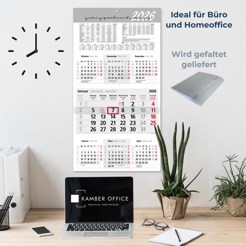 Calendar 2026 Wall Calendar with Slider 7 Months - Large