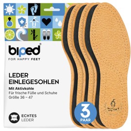 Biped Z1724 leather insoles with activated carbon, 3 pairs. - Brown - 36-37