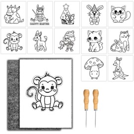 Niserelesa Children's Pricking Needle Set, Creative Children's Tingling Set, 2 Pricking Felt, 2 Needles & 10 Templates, Pricking Kit, Ideal Craft Set for Children from 5 Years, Safe and Designed for