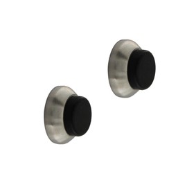 Türpuffer Wandpuffer Edelstahl mit schwarzem Gummi Installation durch Kleber oder Schrauben Ø 28 x 13 mm Kleines Griffschutzpad seidenmatt