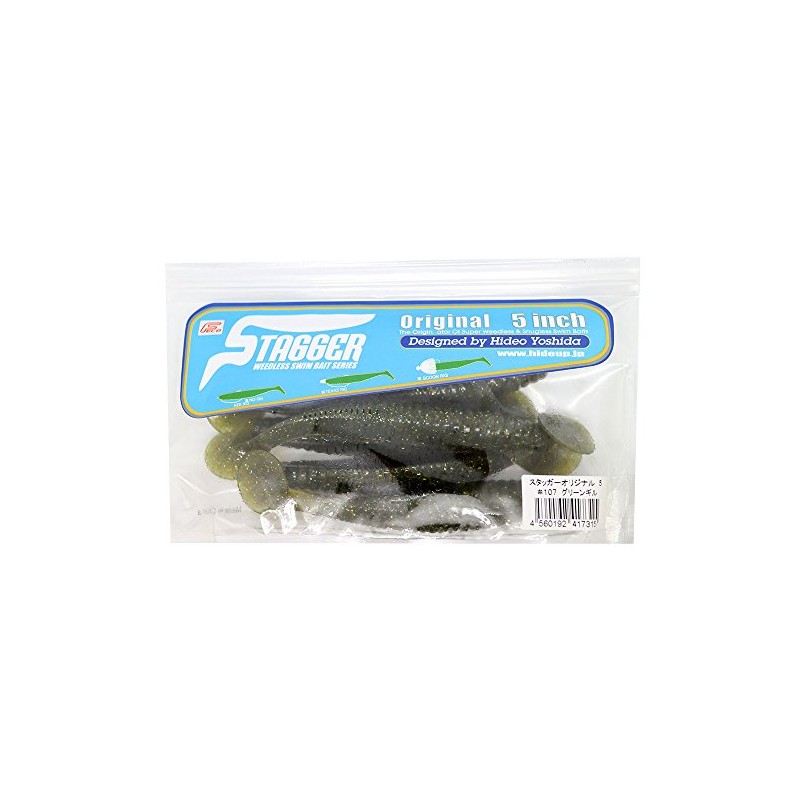 HIDEUP(ハイドアップ) ワーム スタッガー オリジナル 5インチ グリーンギル #107 ルアー
