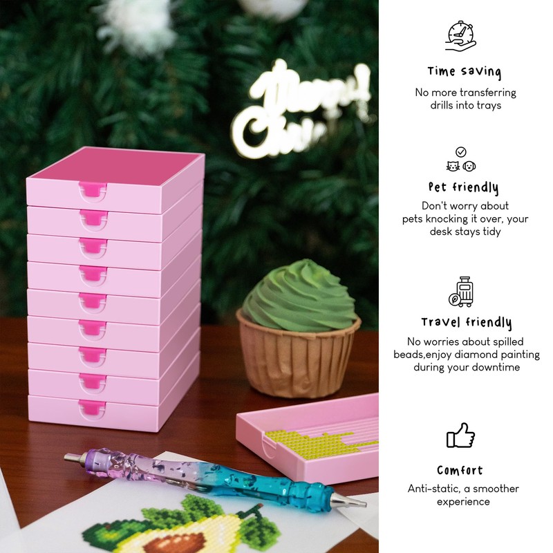 CATEARED 2 in 1 Stackable Diamond Painting Trays with Lids