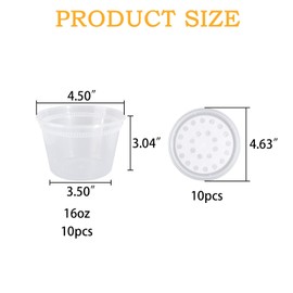 Raneped Deli Cups with Fabric Vented Lids, Culture Cup Mesh Container, 16 OZ, 10 Pack