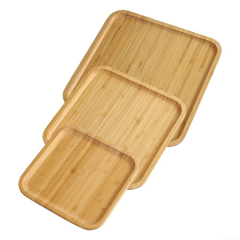 Square Bamboo Tray for Dinners, Parties and Bars, Long Shelf