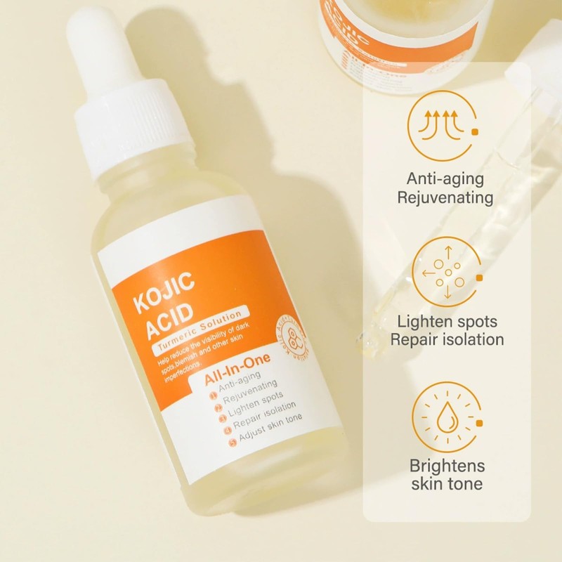 Turmeric Kojic Acid Serum, Natural Skin Lightener for Even Complexion,