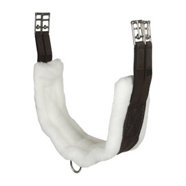 INTREPID INTERNATIONAL Fleece English Girth with Double Elastic, Brown/White Fleece, 34