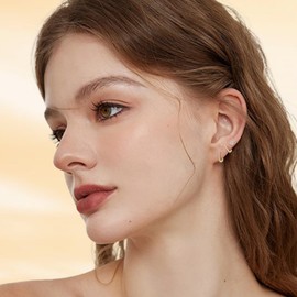 14K Gold plate stud earrings | Sterling Silver Ladies Earrings | Zirconium Stud Earrings Set