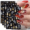Christmas Nail Art Stickers 3D Self-Adhesive Snowflake Nail Decals Gold