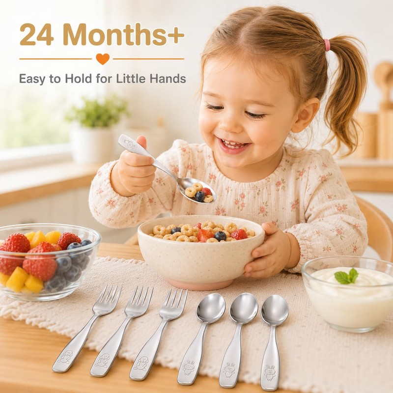 EXZACT 12-Piece Children's Stainless Steel Cutlery Set - 6 Forks,